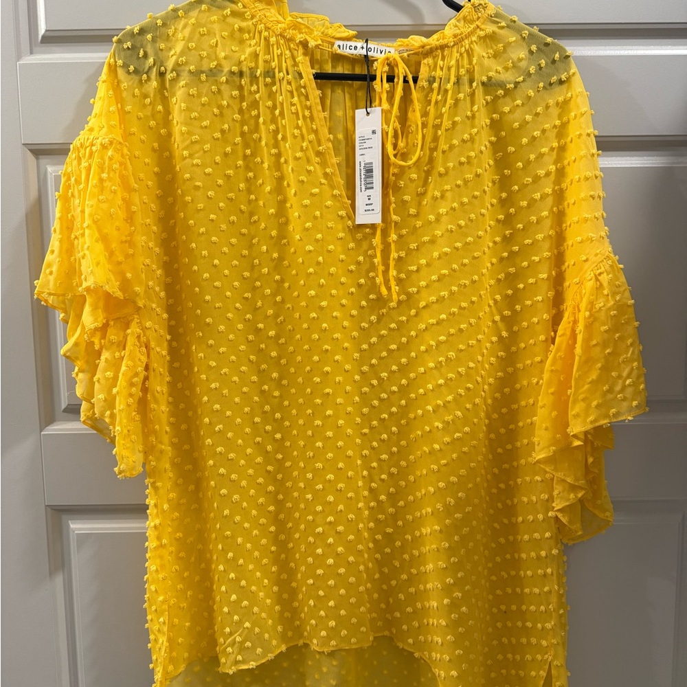 Alice + Olivia Vibrant Yellow Textured Blouse